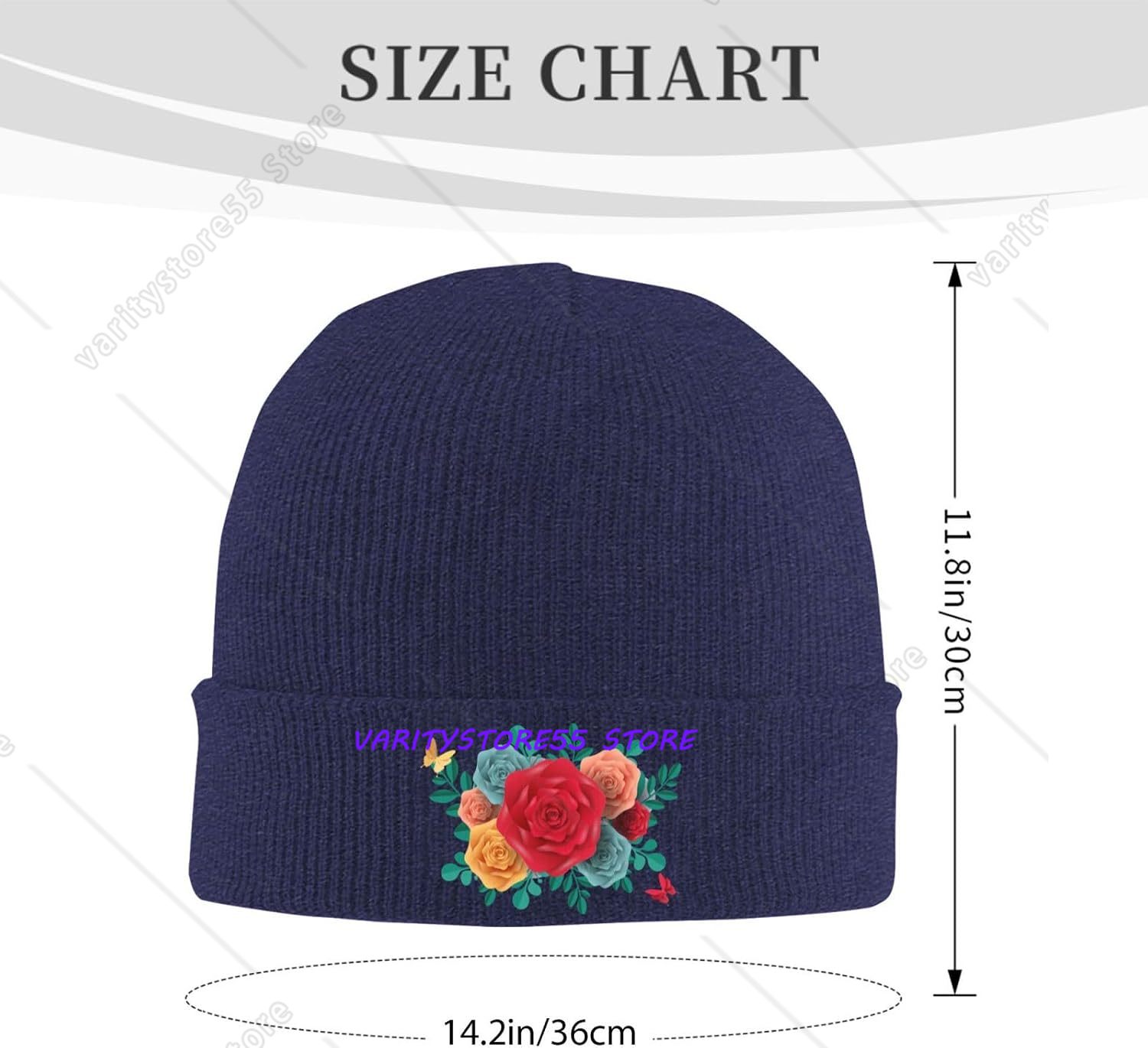 カラフルなバラ柄のニット帽。男性・女性用。冬用。袖口付きのス - Beanie Cuffed Knit のレビューと価格