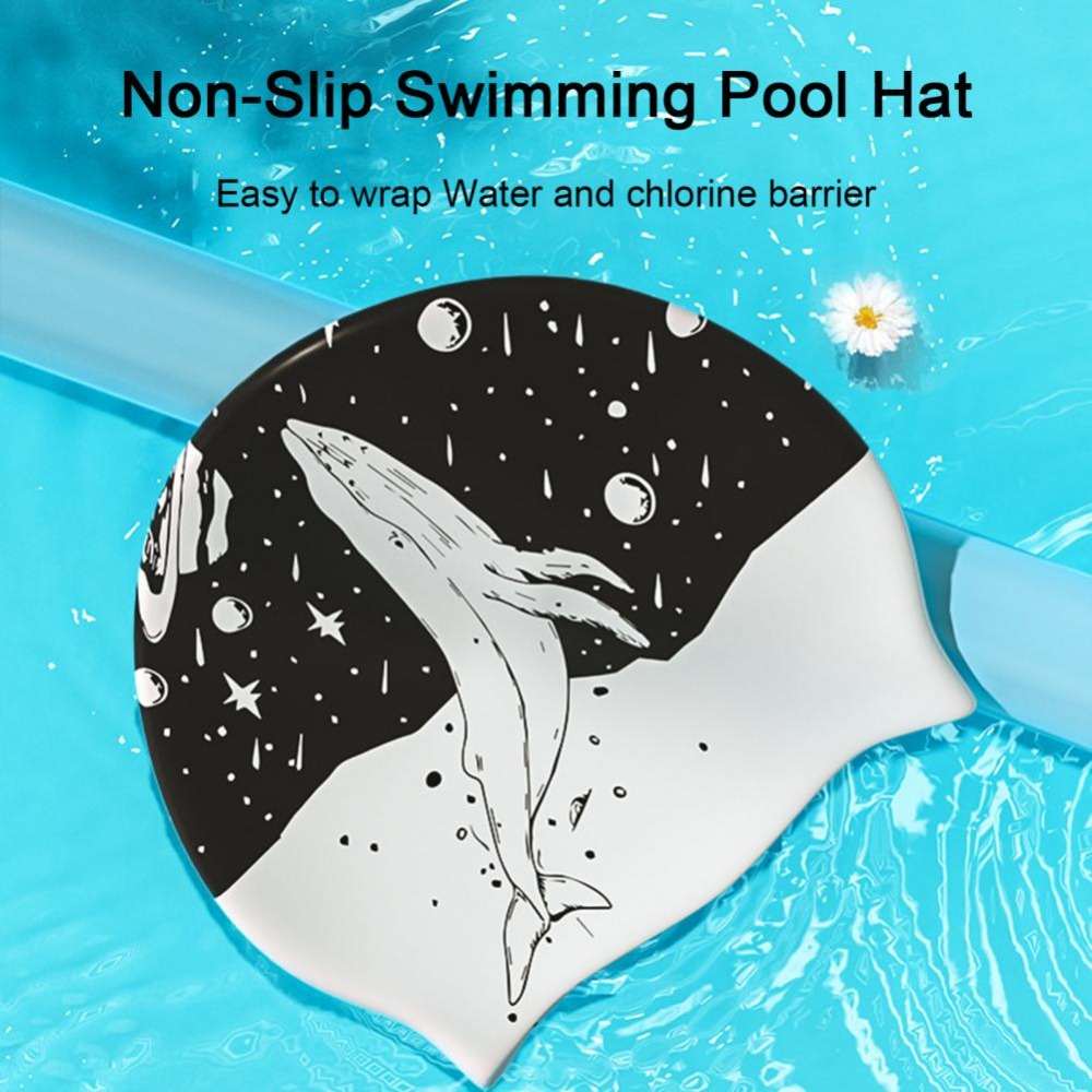 きつすぎない両面プリント水泳帽子シリコンブラックプリント水泳 - Swim Hat Silicone のレビューと価格