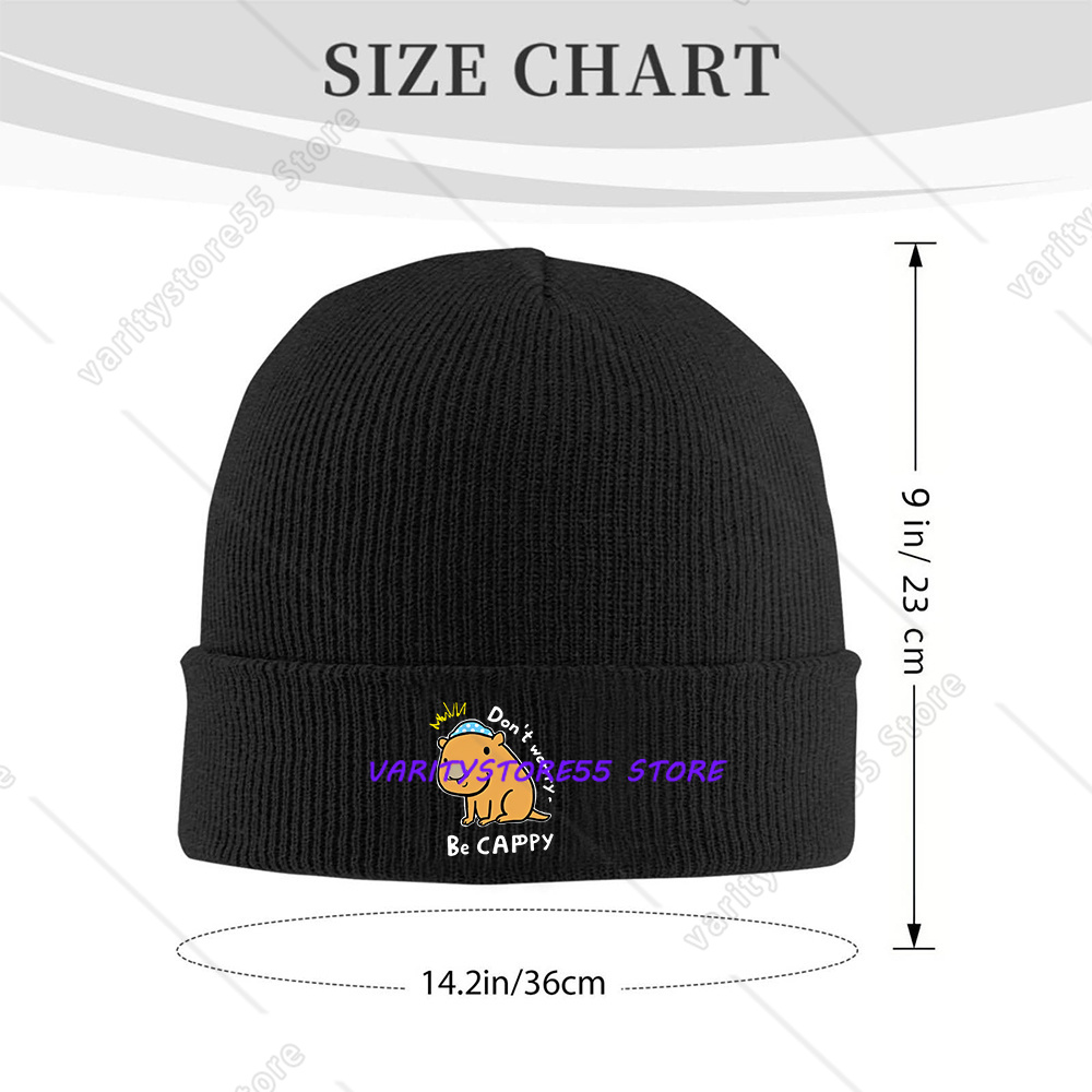 面白いカピバラの言葉がプリントされたニット帽、黒のリブ編みの - Beanie Cuffed Knit のレビューと価格