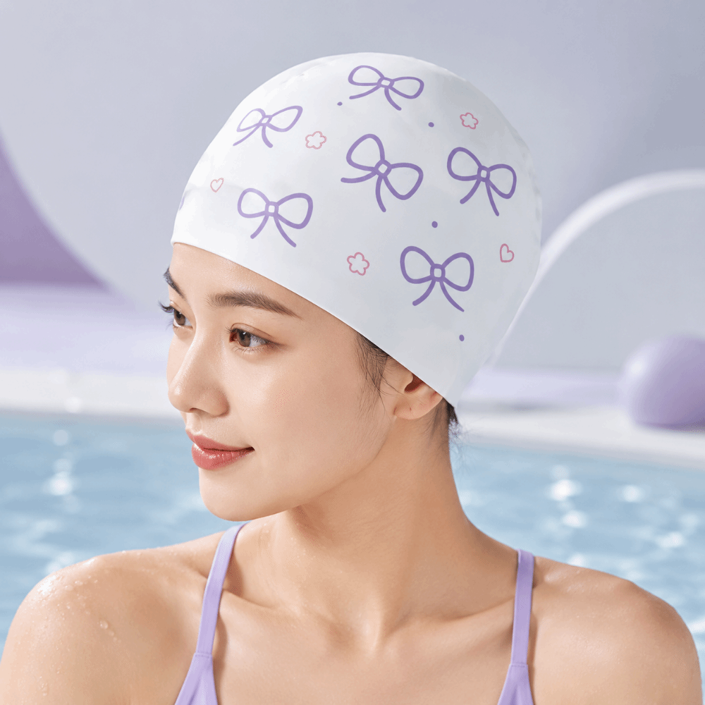 クリエイティブなリボン柄スイミングハット、面白いリボン模様の - Swim Hat Silicone のレビューと価格
